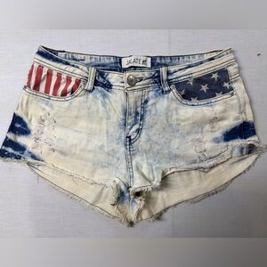 Jalate Women’s Denim Flag Patriotic Cut Of Jean Short Shorts Size 6